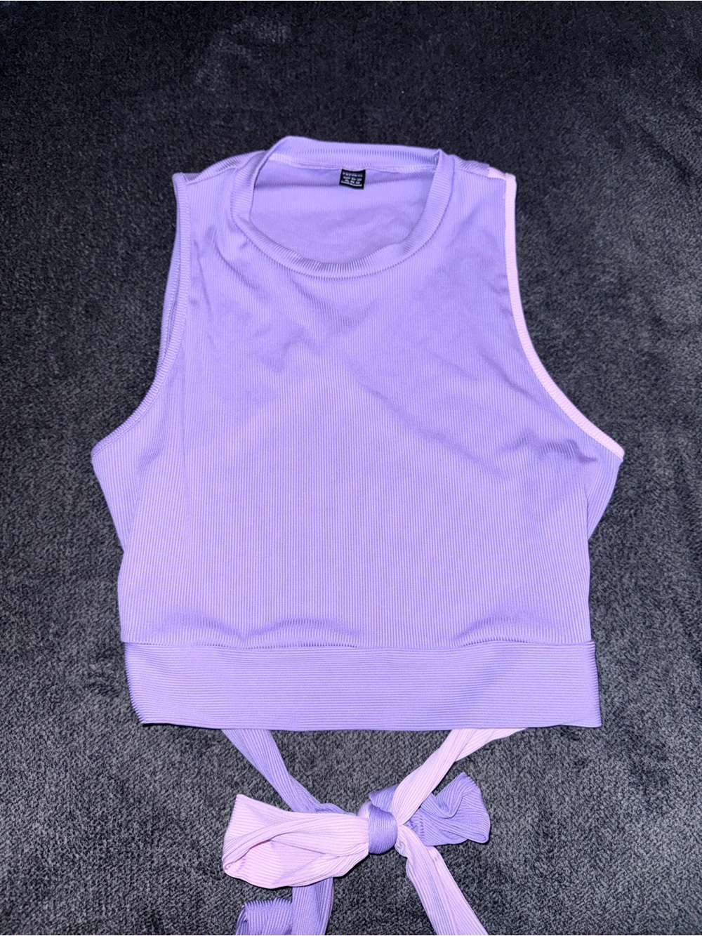 Ribbed Tie-Back Crop Tank Top - Lavender